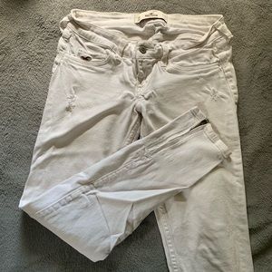Hollister White Super Skinny Ripped Jeans